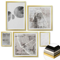 WANDBILDER 5er Set - 50x50 cm & 20x30 cm & 40x60 cm Goldrahmen - Abstrakte moderne Formen - Goldfarben, Kunststoff (40/60cm) - ArtPrintCave