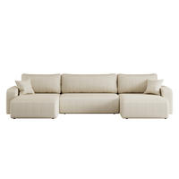 ECKSOFA U-Form Mit Schlaffunktion Und Bettkasten MILANO Stoff Ecru - Ecru, Holz (312/145cm) - Kaiser Möbel