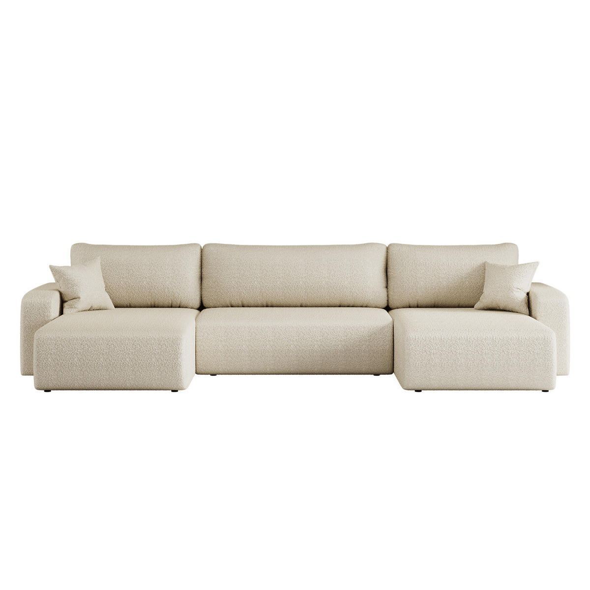 ECKSOFA U-Form Mit Schlaffunktion Und Bettkasten MILANO Stoff Ecru - Ecru, Holz (312/145cm) - Kaiser Möbel