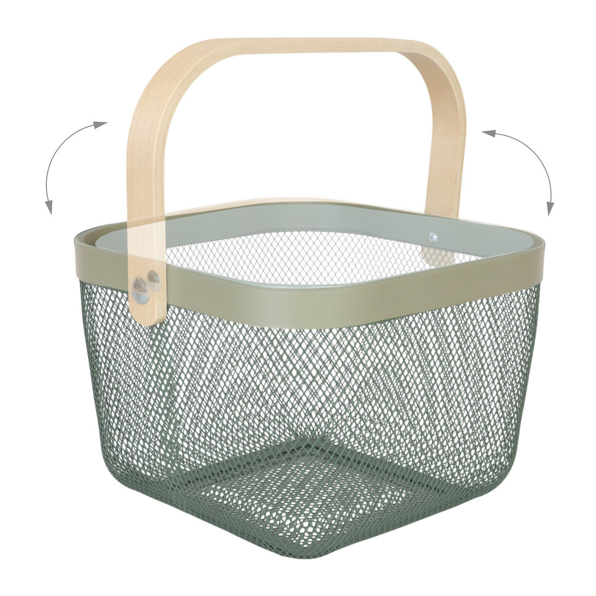 AUFBEWAHRUNGSKORB - Türkis, Holz/Metall (26/17.5/24.5cm) - Relaxdays