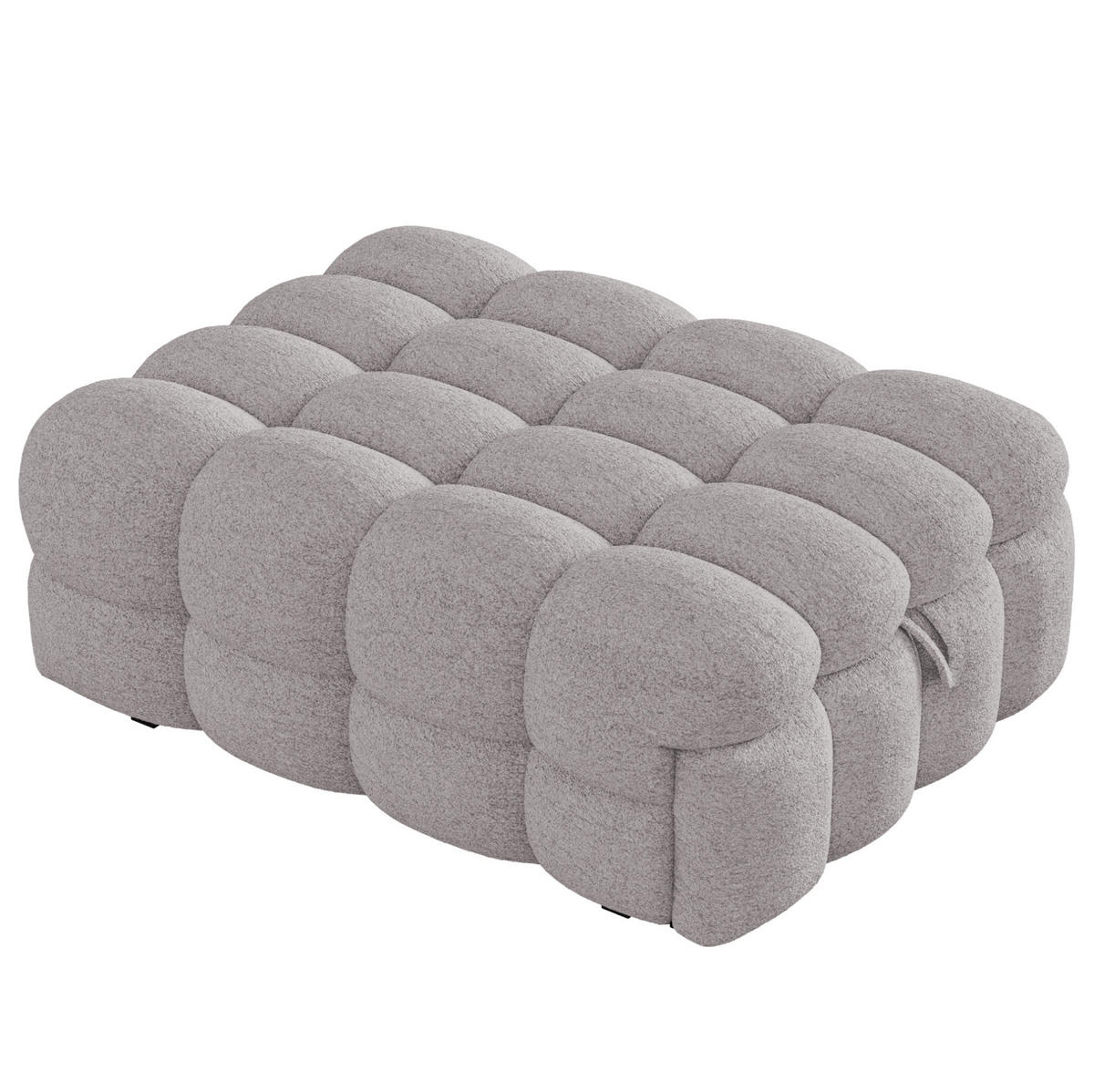 SCHLAFSOFA 183/76/42 cm Grau 2-in-1 Schlafsofa aus Teddy-Stoff mit Fußhocker - Grau, Textil (76/42/183cm) - OKWISH
