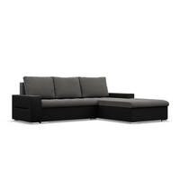 ECKSOFA MIT SCHLAFFUNKTION AURORA RECHTS, Dunkelgrau + Schwarz - Dunkelgrau/Schwarz, Textil (243/200cm)