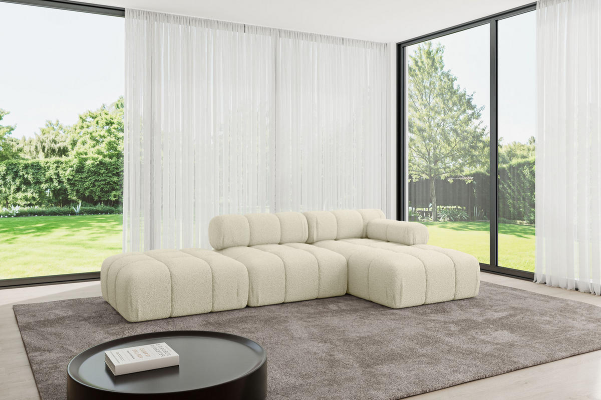 ECKSOFA modulares Sofa Lizur-L1 - 285x160x70 cm Beige Bouclé - Beige, Holzwerkstoff/Textil (285/160cm) - ALTDECOR