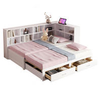 BETT 90/190 cm mit Ausziehbett, Stauraum & Lattenrost in Weiß - Weiß, Holzwerkstoff (90/190cm) - BEAOK
