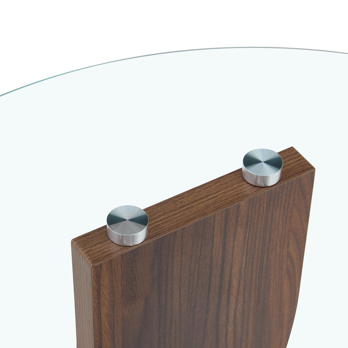 RUNDER Couchtisch 80,8/66,8/49,8 cm mit 2 Glasplatten und offenem Stauraum, Transparent/Walnuss - Transparent, Holzwerkstoff (80.8/66.8/49.8cm) - Redom