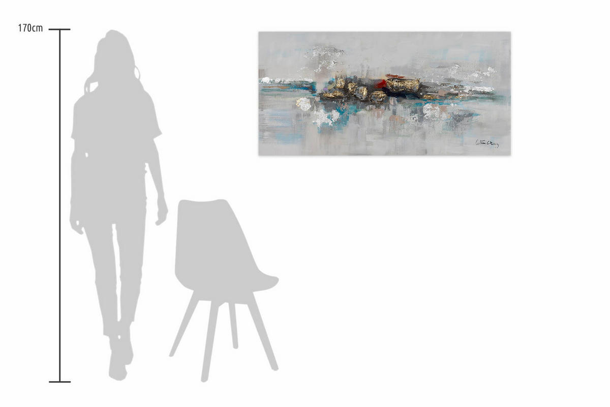 ACRYLBILD HANDGEMALT 120/60 cm - Grau, Holz/Textil (120/60cm) - KUNSTLOFT