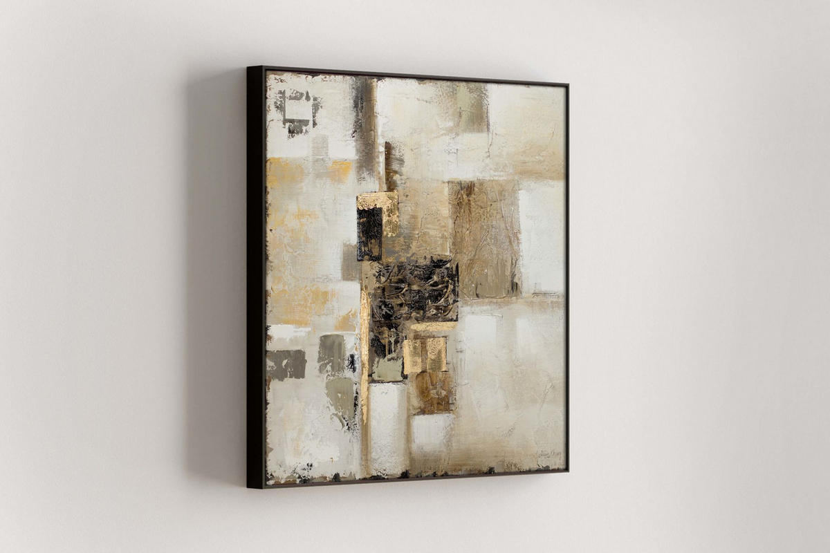 ÖLGEMÄLDE 80/80 cm - Beige/Goldfarben, Holz/Textil (80/80cm) - KUNSTLOFT