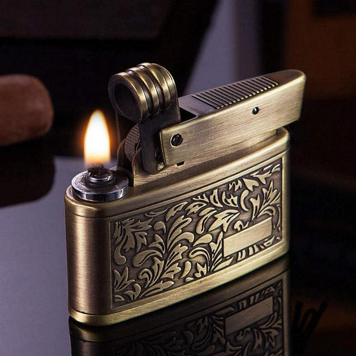 FEUERZEUG Vintage Kupfer Handgeschnitzt - Bronzefarben, Metall (1.2/3/6cm)