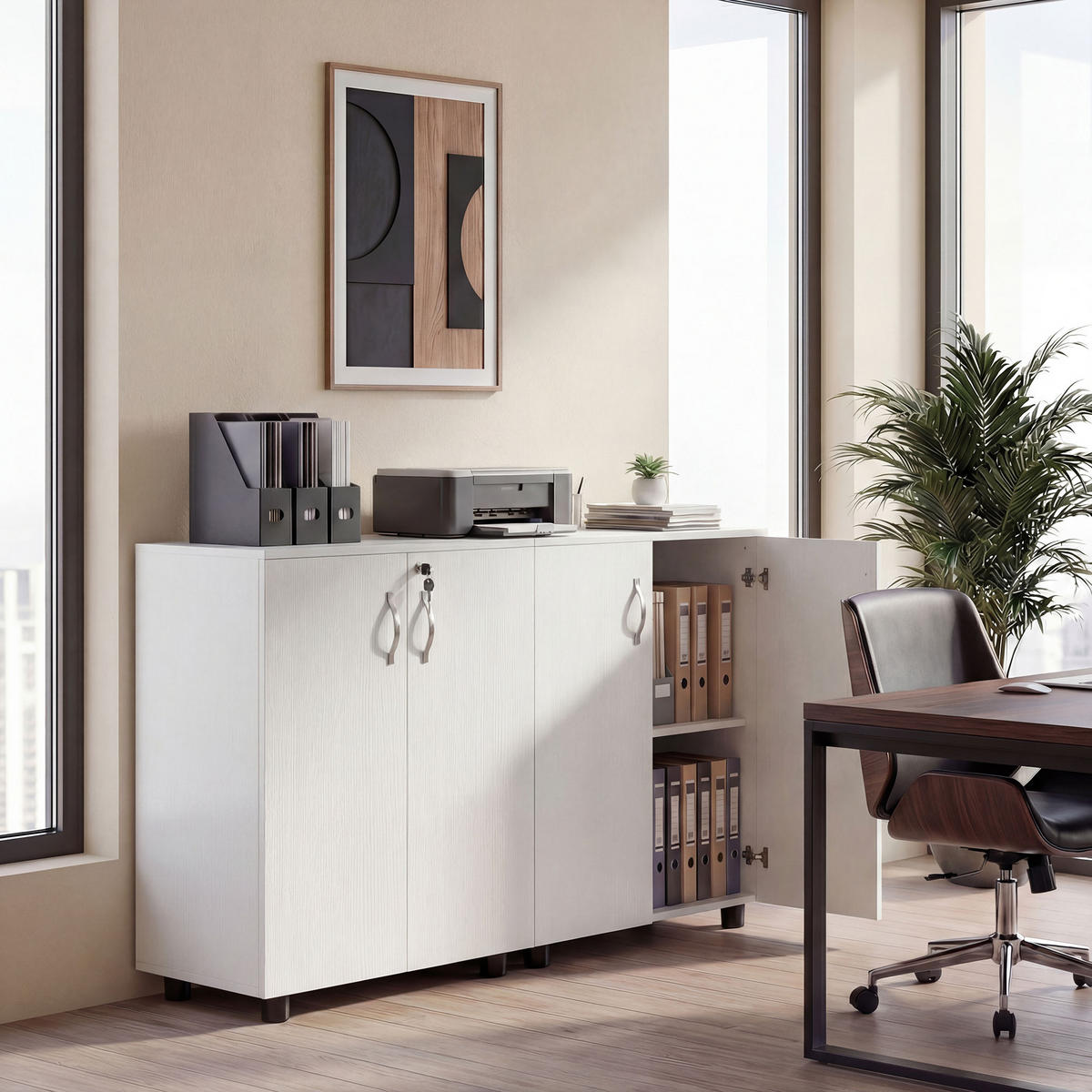 AKTENSCHRANK DE-14519 2 Türen abschließbar Weiß - Weiß, Holzwerkstoff (40/80/80cm) - ComfortXL