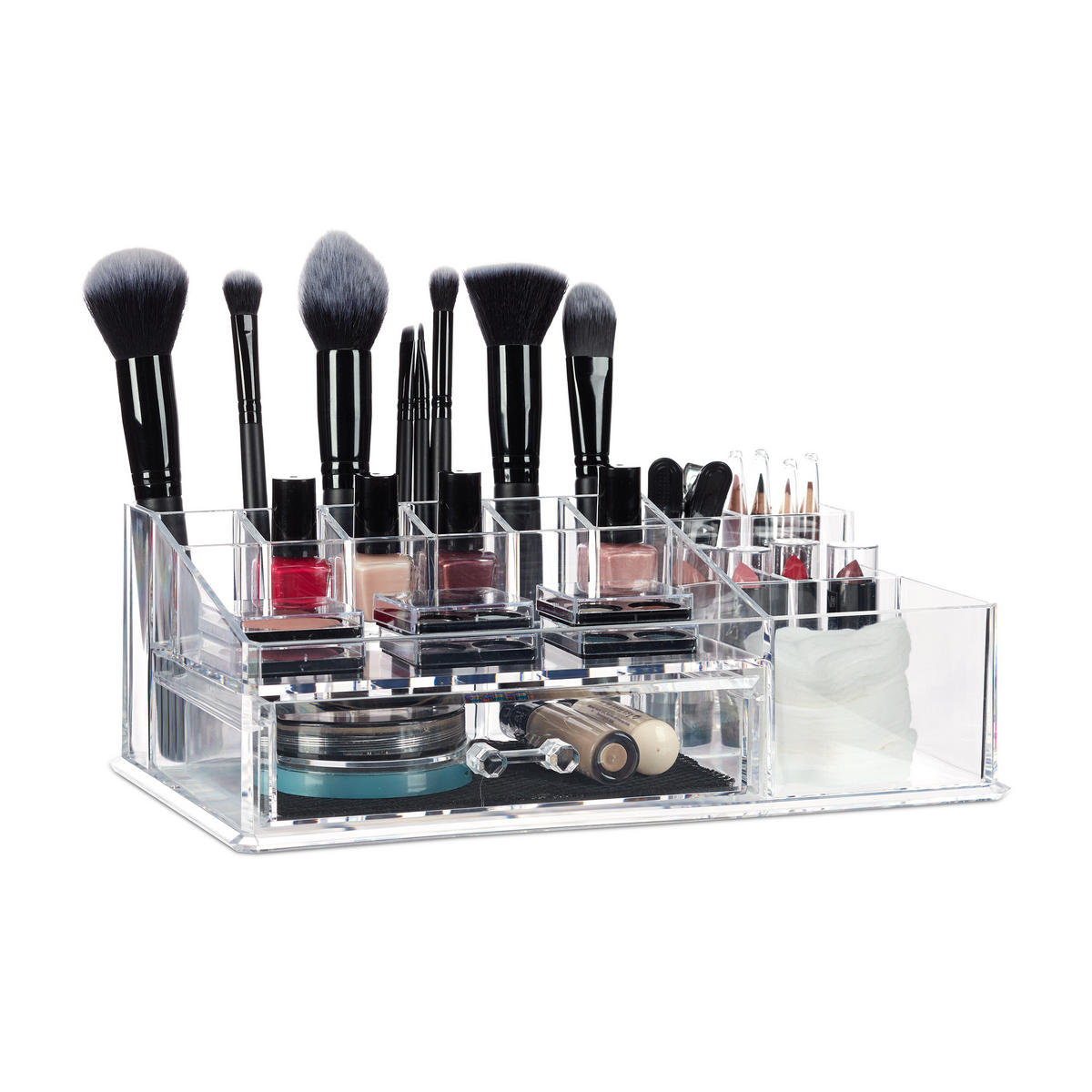 MAKEUP Organizer - Transparent, Kunststoff (28/10/18cm) - Relaxdays