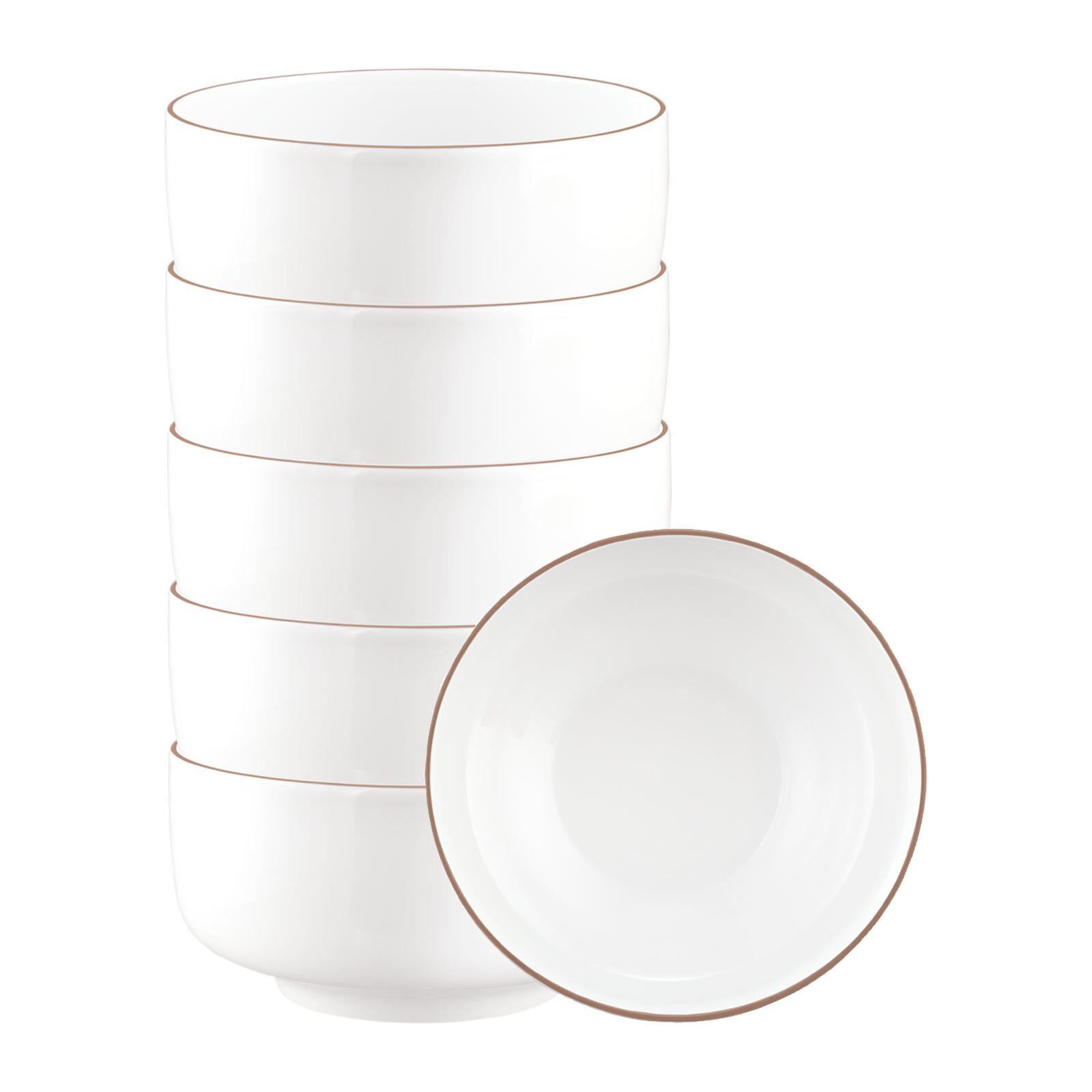 SCHÜSSELN Sento Home Pure Lines Cocoa Brown ø 20,3 cm 6er Set - Hellbraun, Keramik (20.3cm) - Seltmann Weiden
