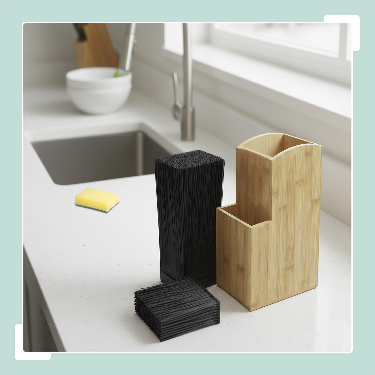 MESSERBLOCK - Hellbraun, Holz/Kunststoff (11.5/25.5/18cm) - Relaxdays