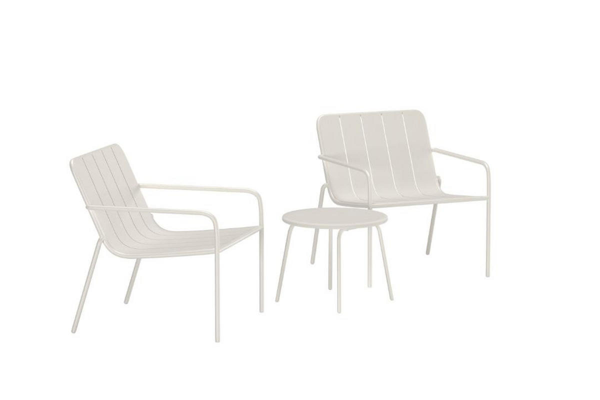 LOUNGE-SET, Minos, Tisch Beige, Stahl, 50 x 50 x 40 cm, 3-teilig - Beige, Metall - ebuy24