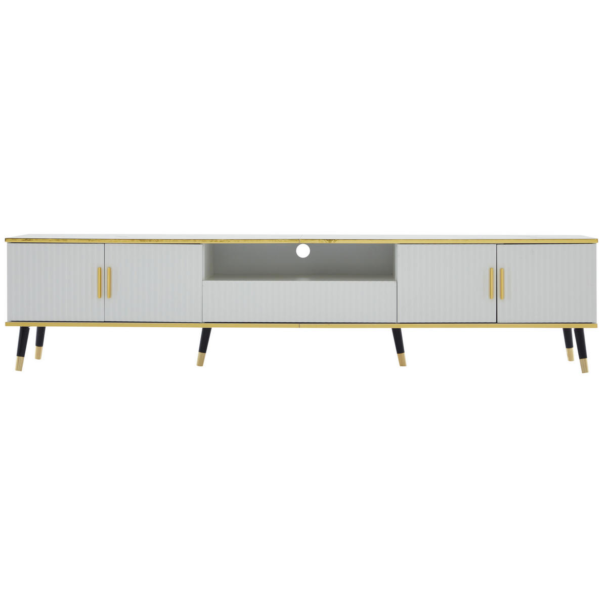 TV-SCHRANK mit Stauraum 200 x 40 x 46 cm Weiß in Marmoroptik - Weiß, Holzwerkstoff (40/46/200cm) - Beauniv