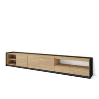 TV-SCHRANK, Lowboard, Eiche Schwarz, 310/37/50cm - Eichefarben, Holzwerkstoff (310/50/37cm) - Skraut Home