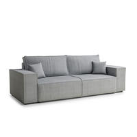 SOFA MIT SCHLAFFUNKTION Milos Hellgrau Samtstoff - Hellgrau/Schwarz, Holz/Holzwerkstoff (255/70/105cm) - Maison de Reve