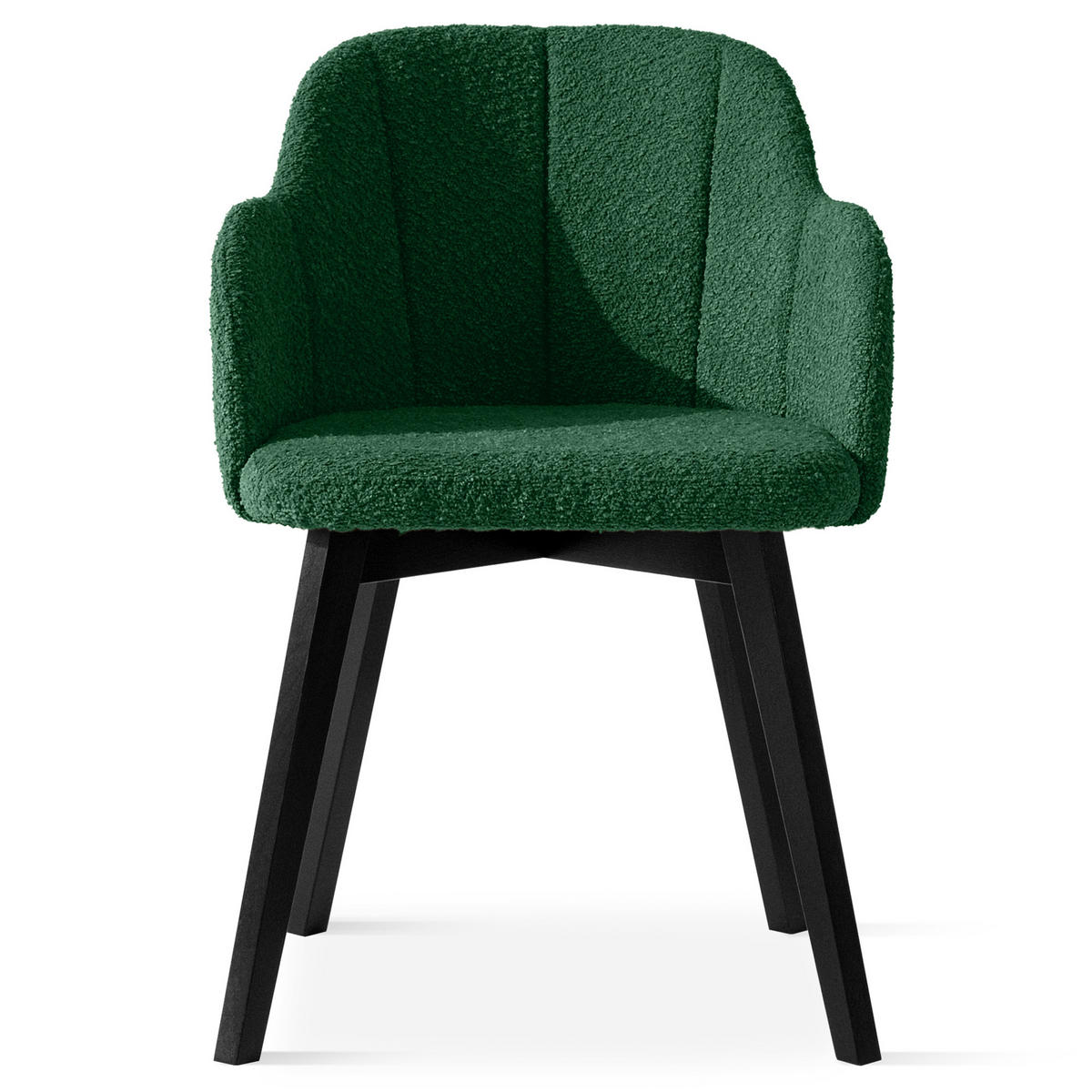POLSTERSTUHL LONIS Esszimmerstühle 2er Set - Dunkelgrün/Schwarz, Holz/Textil (55/82/54cm) - KONSIMO®