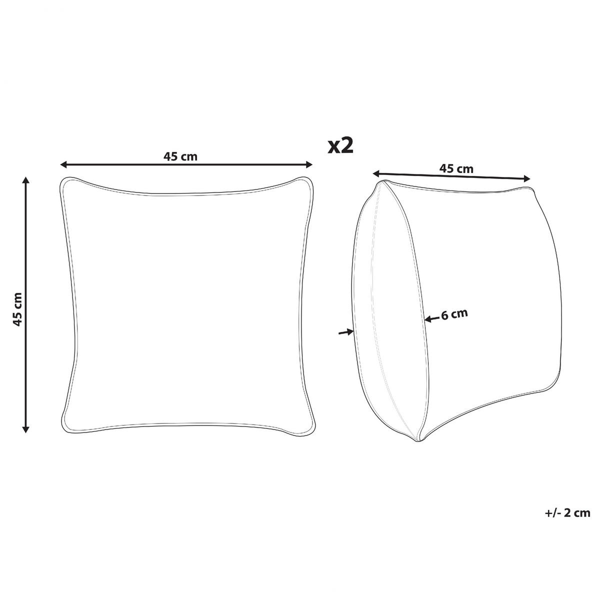 DEKOKISSEN 2er-Set Grau 45/45 cm Hoya - Silberfarben/Grau, Naturmaterialien (45/45cm) - Beliani