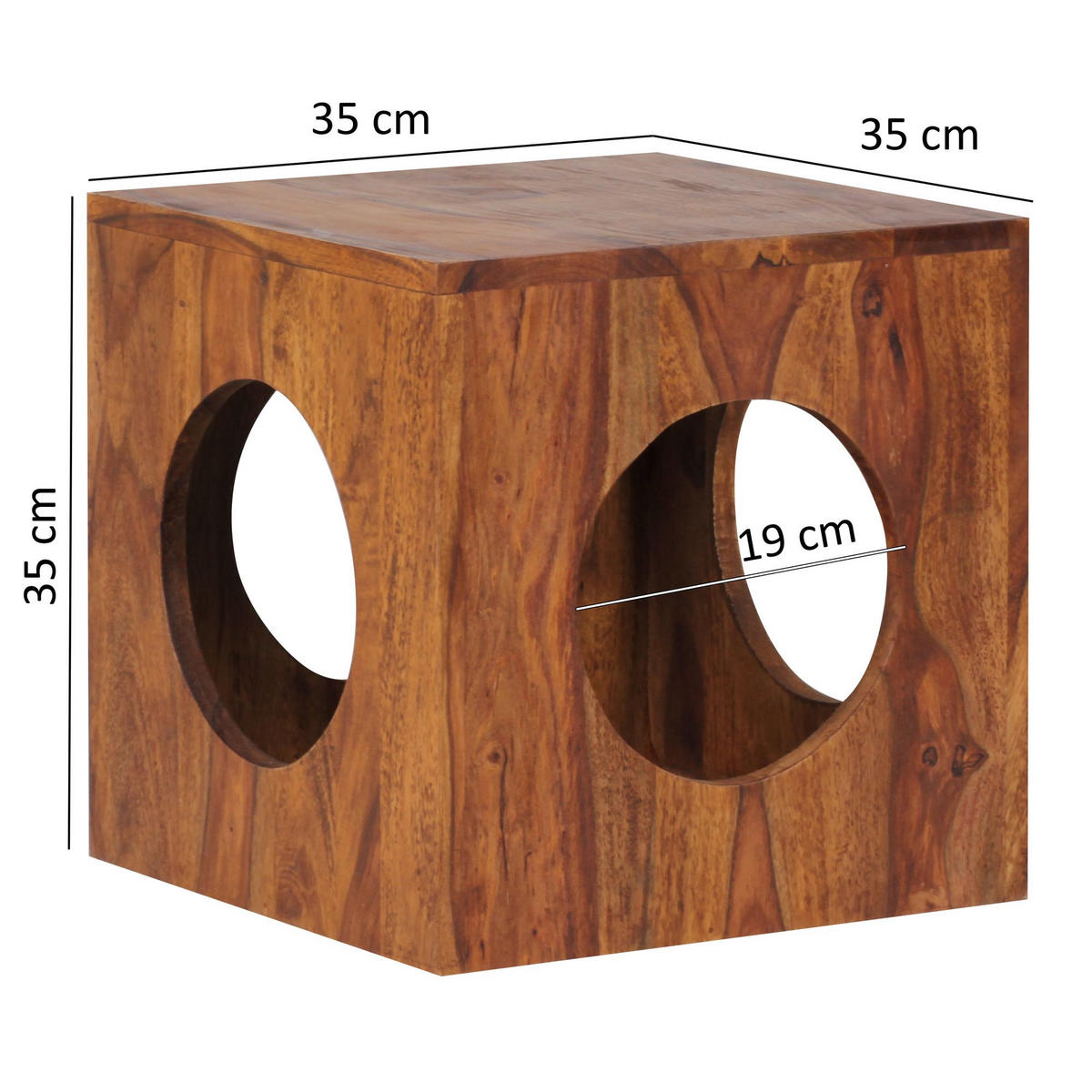 BEISTELLTISCH – Massivholz quadratisch Cube Design mit Stauraum handgefertigt - Braun, Holz (35/35/35cm) - KADIMA DESIGN