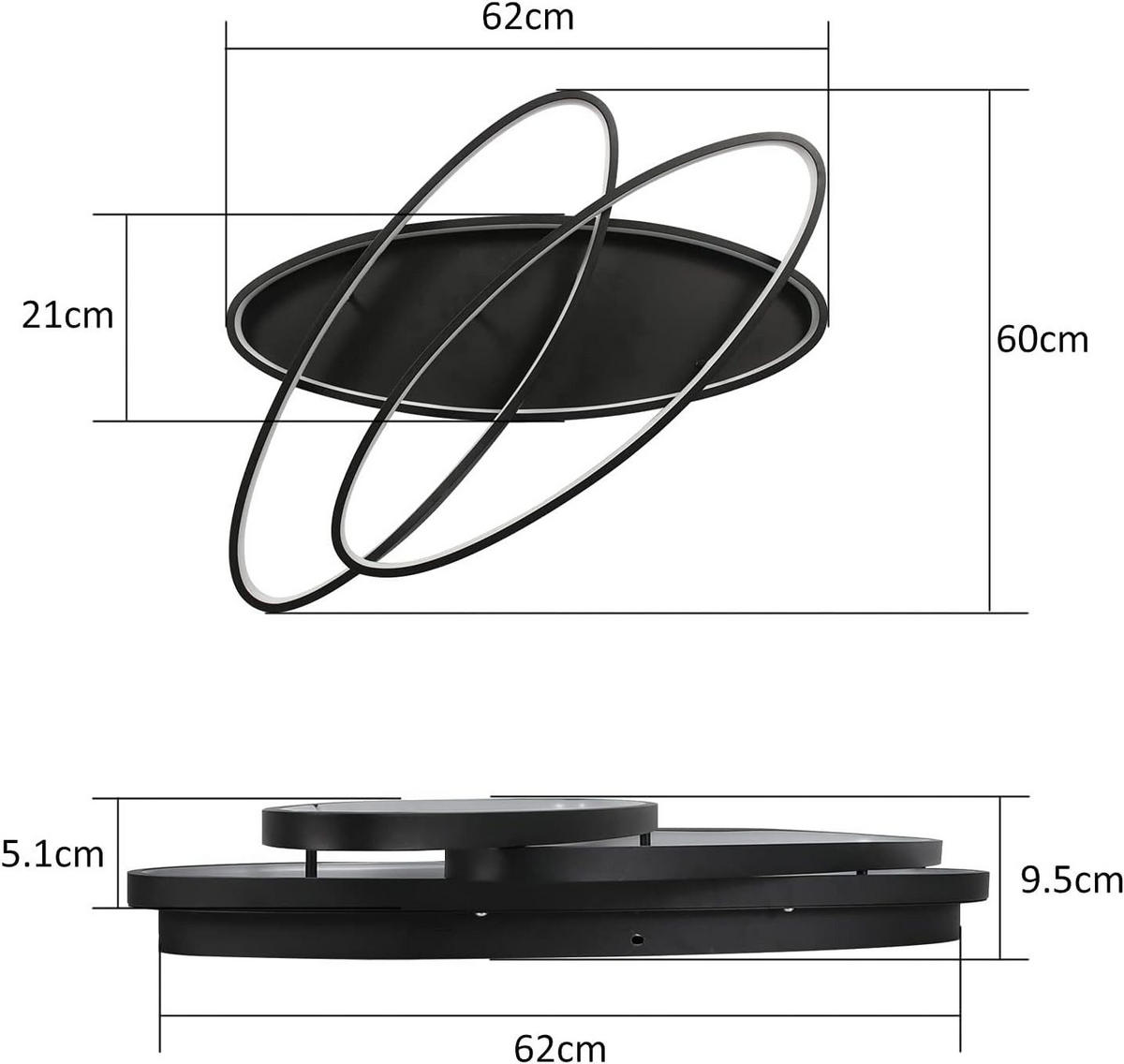 LED-DECKENLEUCHTE Erik 62/60/9.5 cm - Schwarz, Metall (62/60/9.5cm) - Nettlife