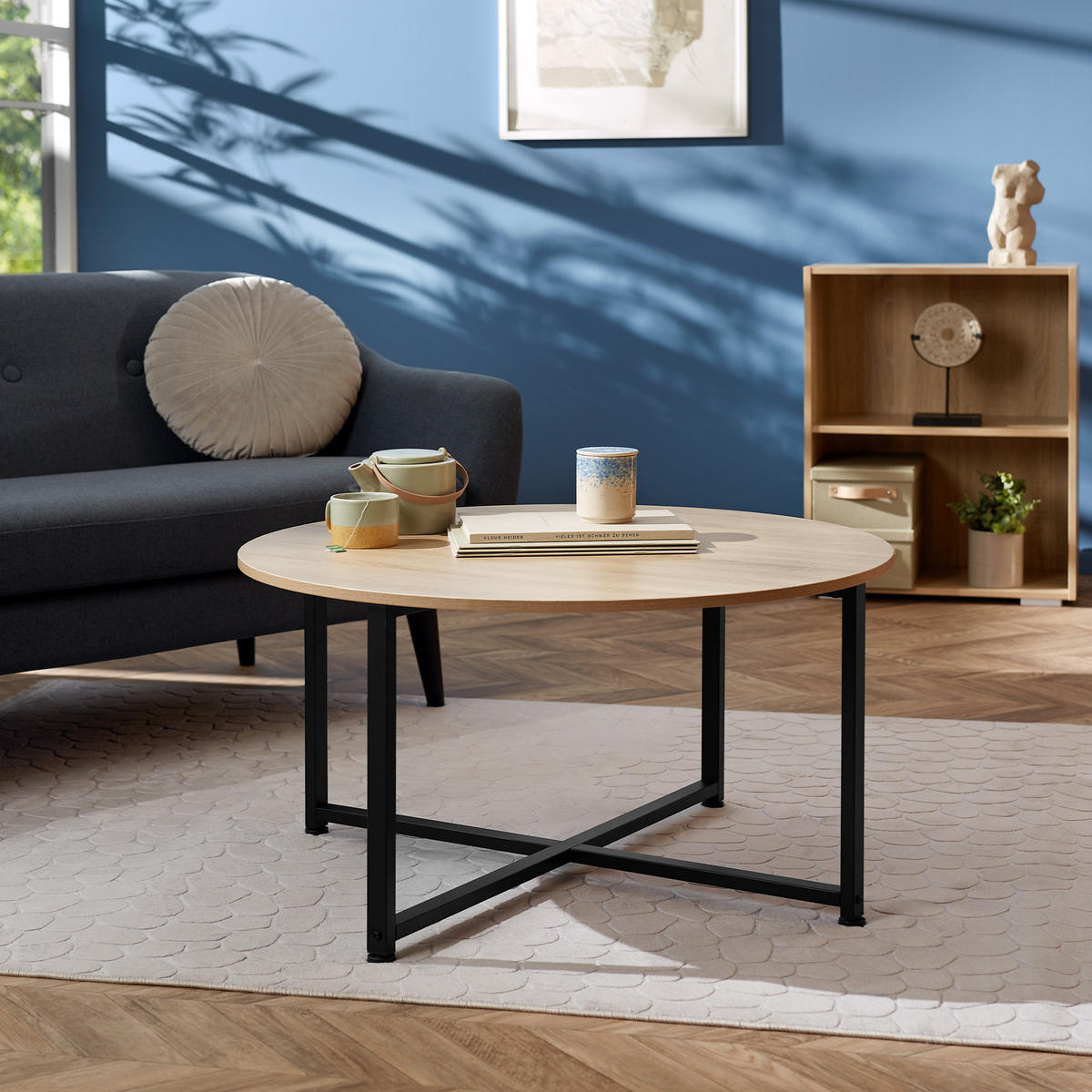 COUCHTISCH Aberdeen,88,5 x 47 cm,Industrial Holz dunkel, rustikal - Rostfarben, Holz (88.5/88.5/47cm) - tectake