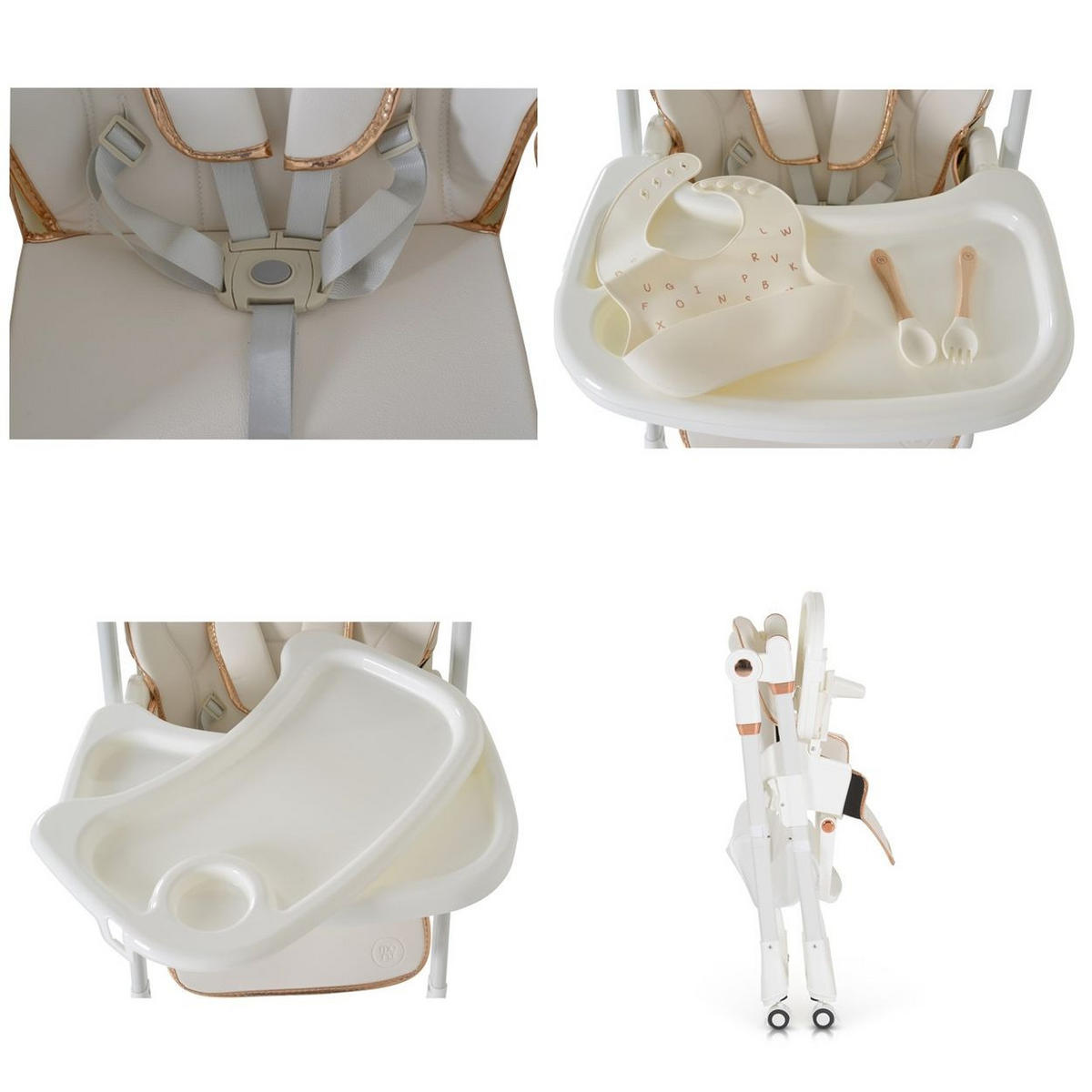 HOCHSTUHL Lindo weiß Lätzchen Besteck Räder Korb höhenverstellbar - Weiß, Kunststoff (49/100/90cm) - Moni