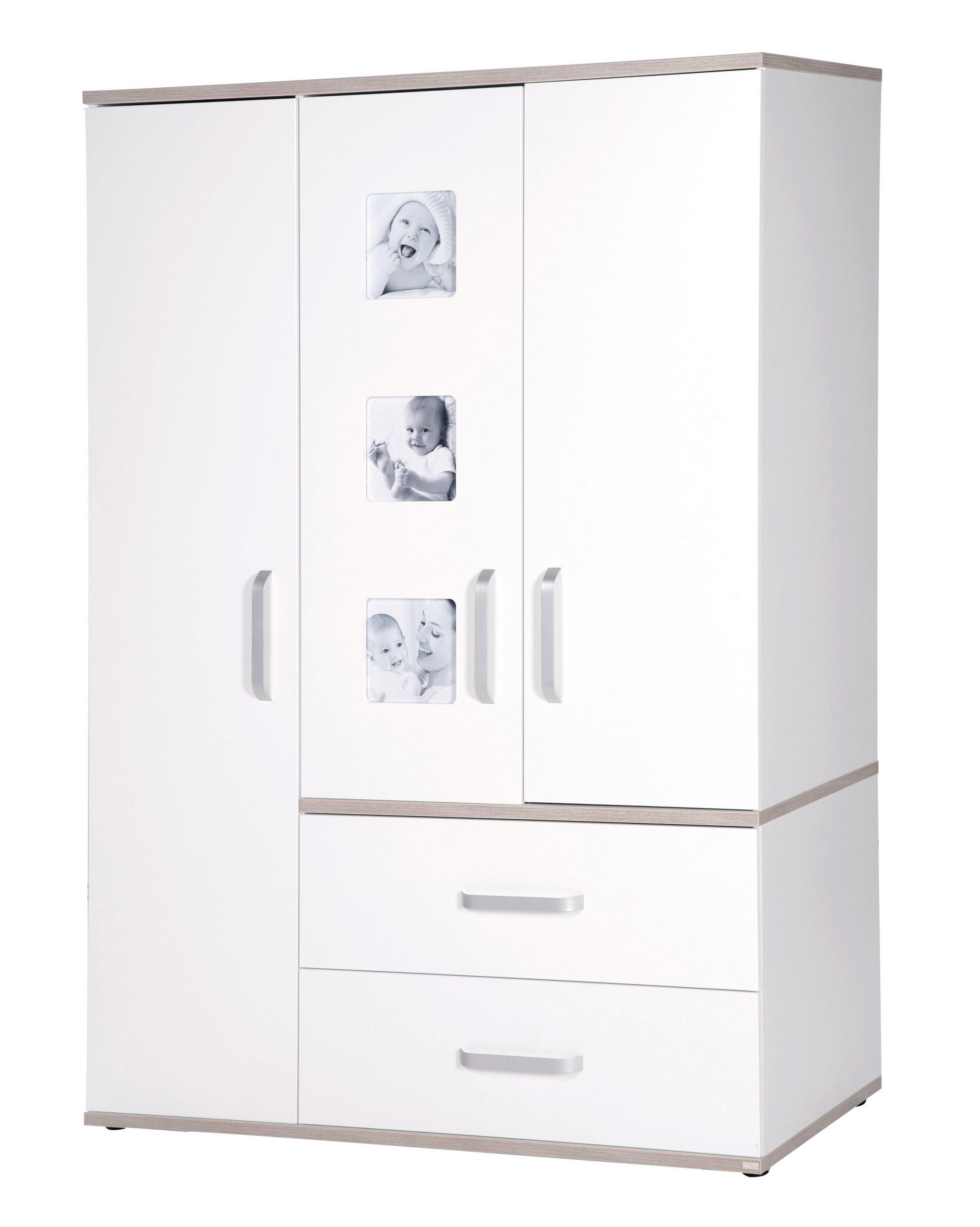 KLEIDERSCHRANK Moritz - Weiß, Holzwerkstoff/Metall (134.5/193/55cm) - Roba