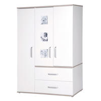 KLEIDERSCHRANK Moritz - Weiß, Holzwerkstoff/Metall (134.5/193/55cm) - Roba