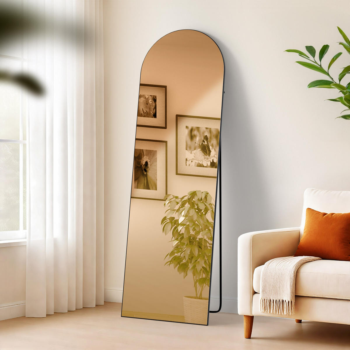 STANDSPIEGEL Malaga Glas Schwarz-matt Ganzkörperspiegel - Schwarz, Glas (50/160/3cm) - DELUKE