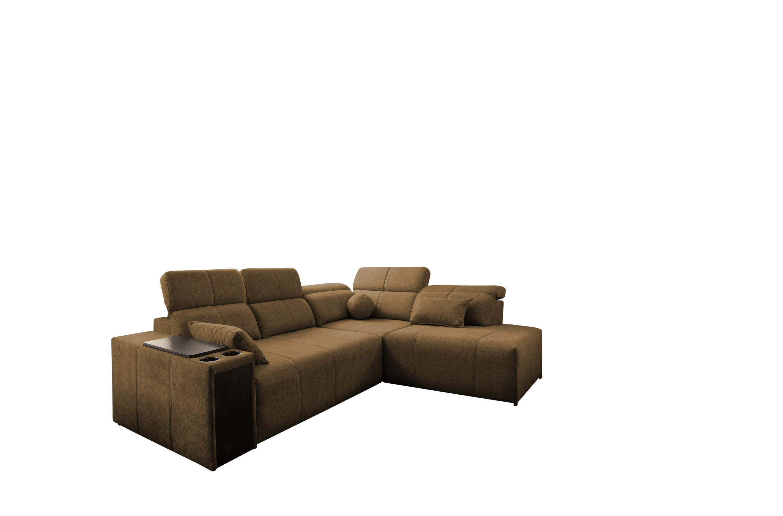 ECKSOFA Mindy VII mit Schlaffunktion und verstellbarer Rückenlehne, Stoff Verita Braun Rechts - Braun, Holz/Textil (288/230cm) - Kaiser Möbel