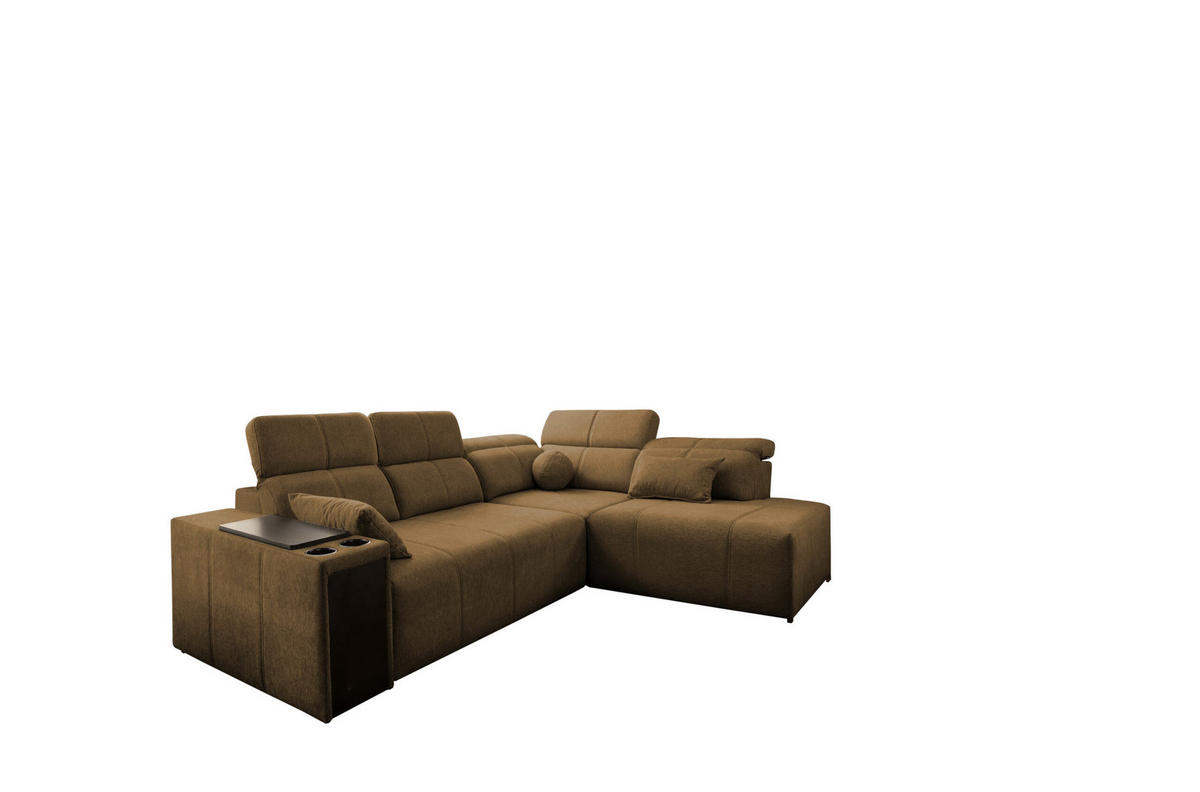ECKSOFA Mindy VII mit Schlaffunktion und verstellbarer Rückenlehne, Stoff Verita Braun Rechts - Braun, Holz/Textil (288/230cm) - Kaiser Möbel