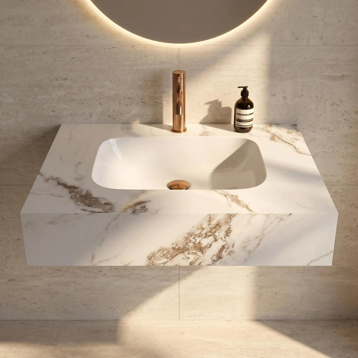 WANDWASCHBECKEN Rea Aresa Cold Jade 70 - Weiß, Keramik (50/16.5/70cm) - REA