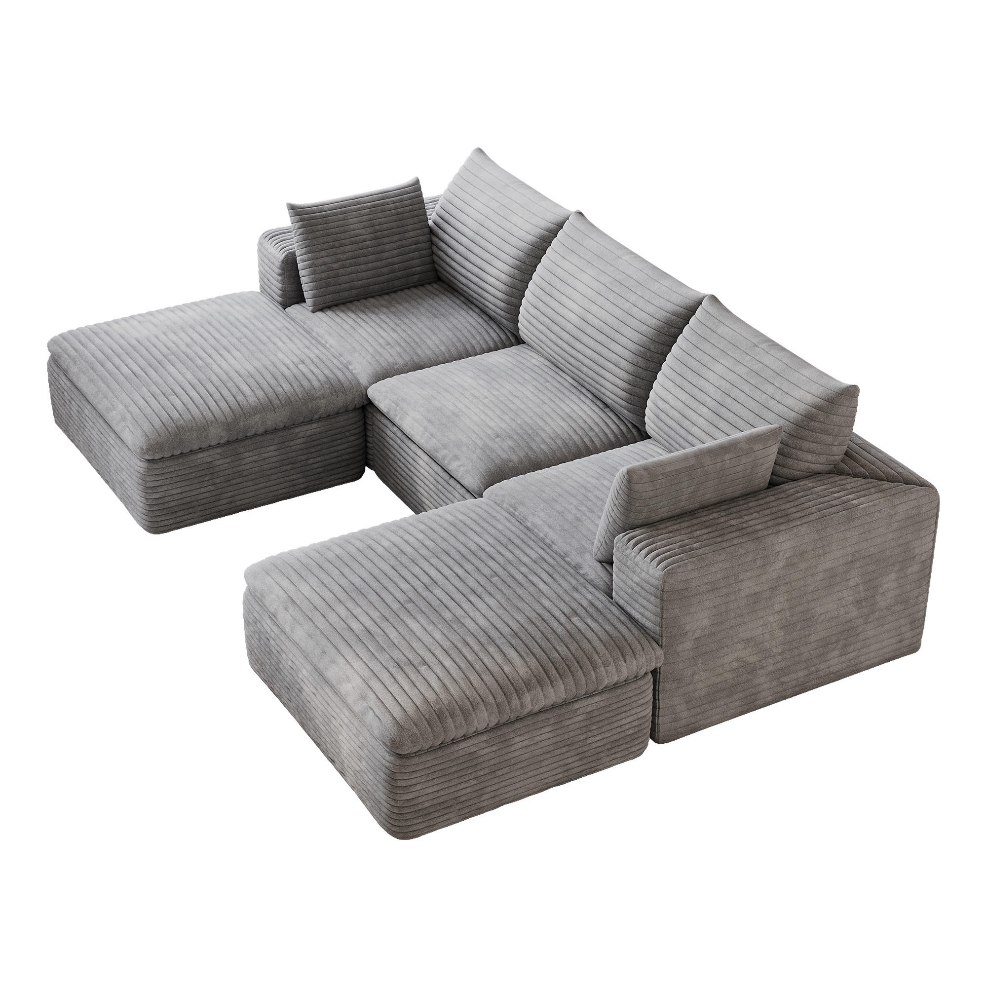 WOHNLANDSCHAFT DE-34773 3-Sitzer mit abnehmbare Polsterung Grau - Grau, Textil (160/60/260cm) - ComfortXL