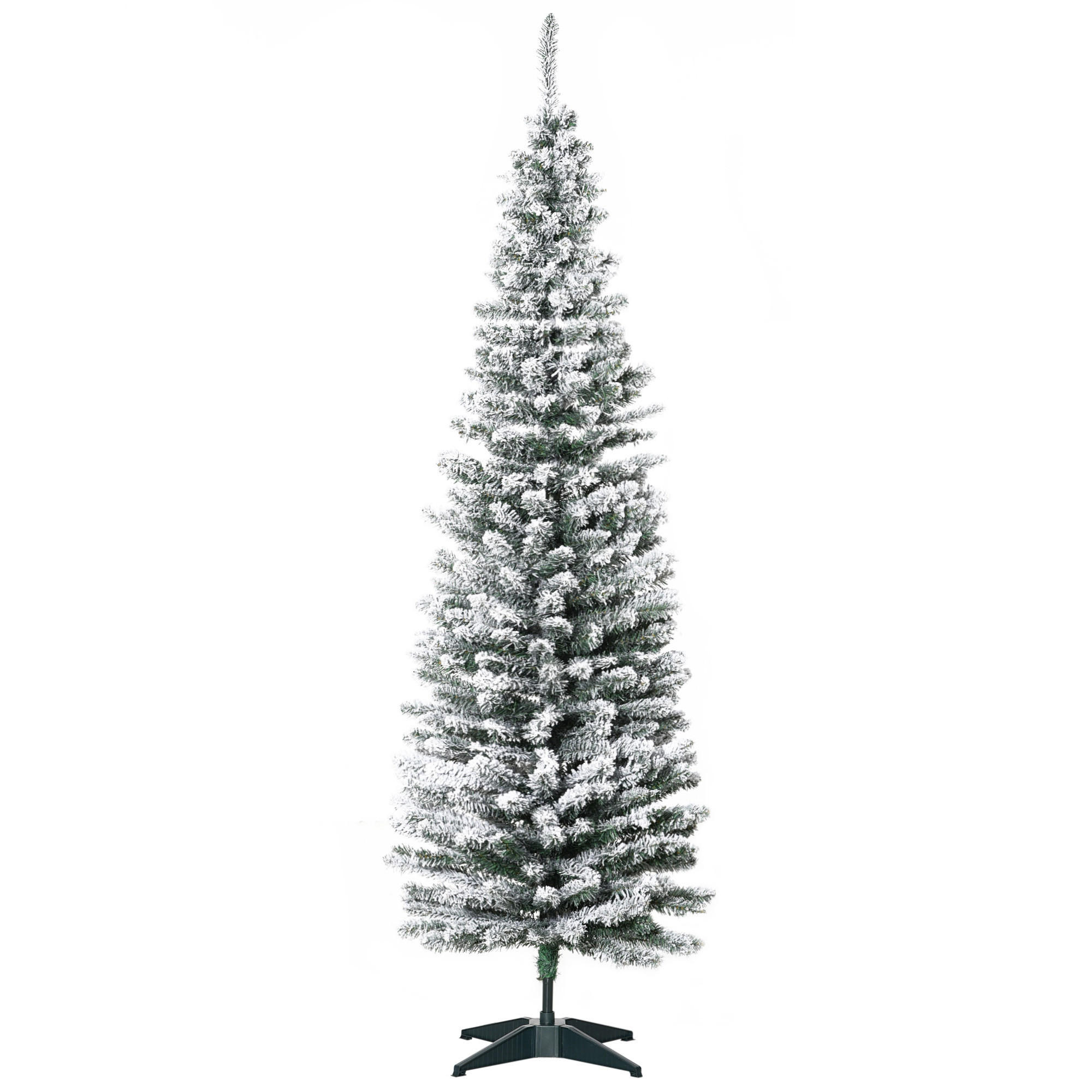 HOMCOM Künstlicher Weihnachtsbaum, 180 cm Christbaum mit Kunstschnee, Indoor - Grün, Kunststoff/Metall (180cm) - HOMCOM