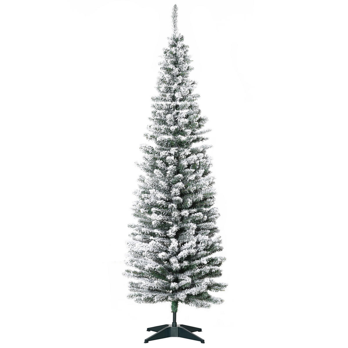 HOMCOM Künstlicher Weihnachtsbaum, 180 cm Christbaum mit Kunstschnee, Indoor - Grün, Kunststoff/Metall (180cm) - HOMCOM