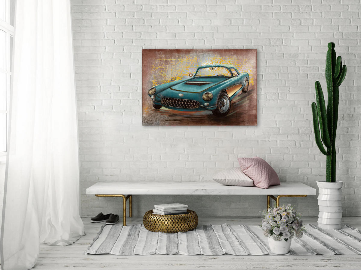 METALLBILD Blau 90/60 cm - Blau, Metall (3.75/60cm) - KUNSTLOFT