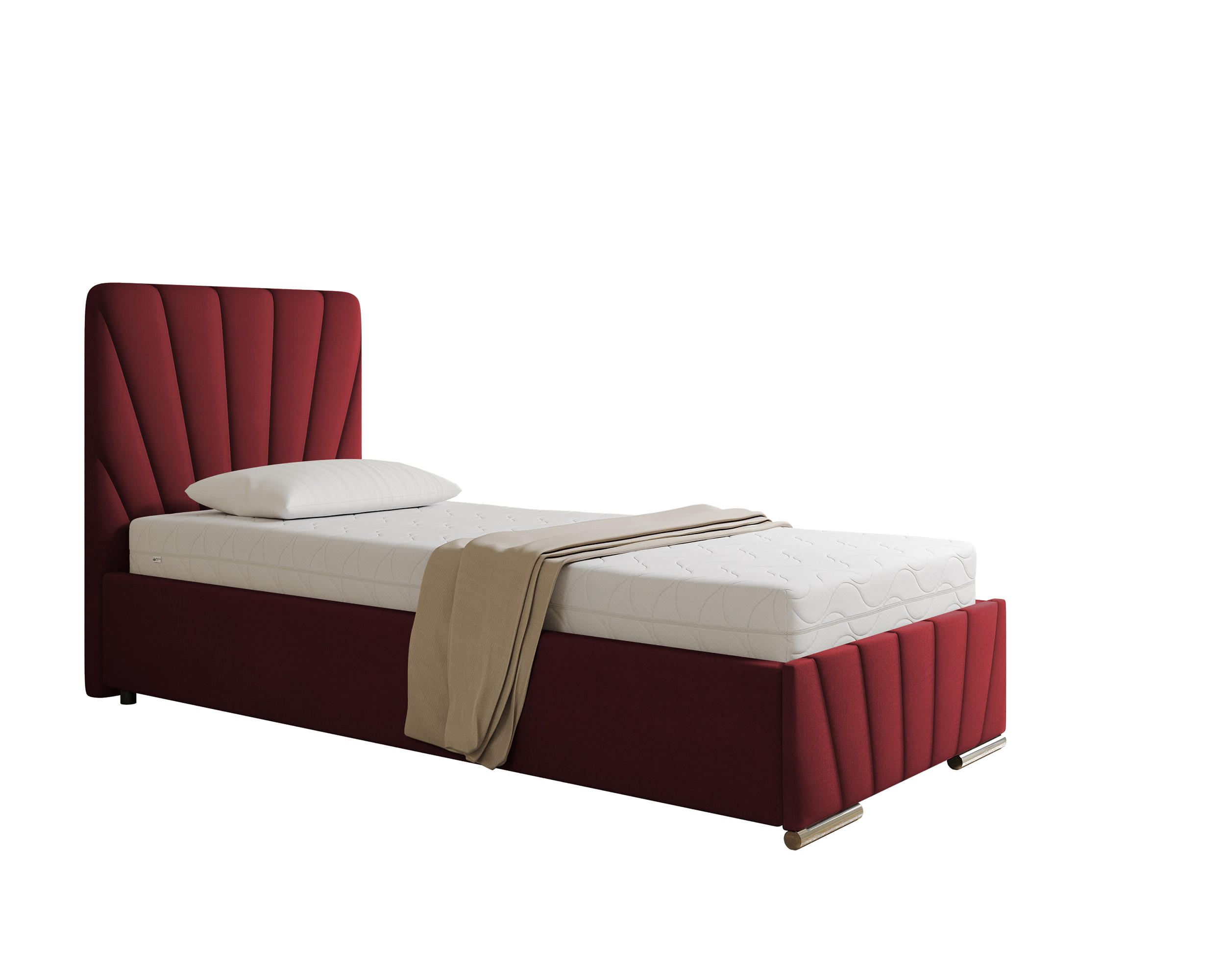 POLSTERBETT Ray 90 x 200 cm mit Bettkasten und Lattenrost ohne Matratze - rot - Rot, Holz (90/200cm) - Homesy