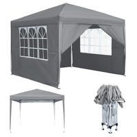 FALTPAVILLON 3 x 3 m Grau mit 4 Seitenteilen und Fenstern - Grau, Textil (300/260/300cm)