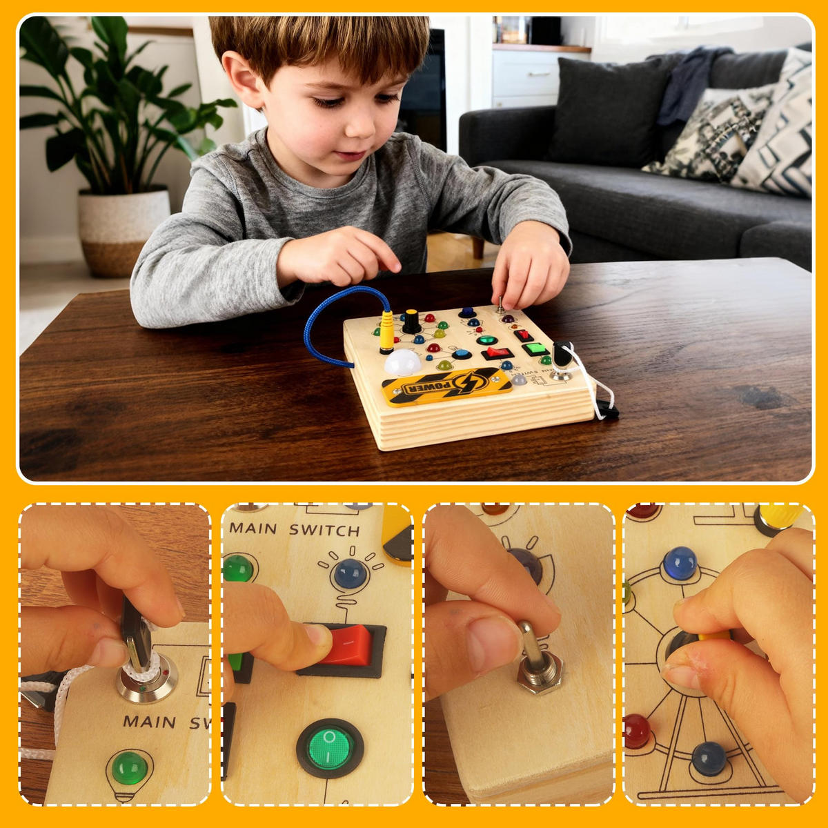 LERNSPIELZEUG Montessori Busy Board ab 3 Jahren - Naturfarben, Holz (13.5/17cm) - Kaket