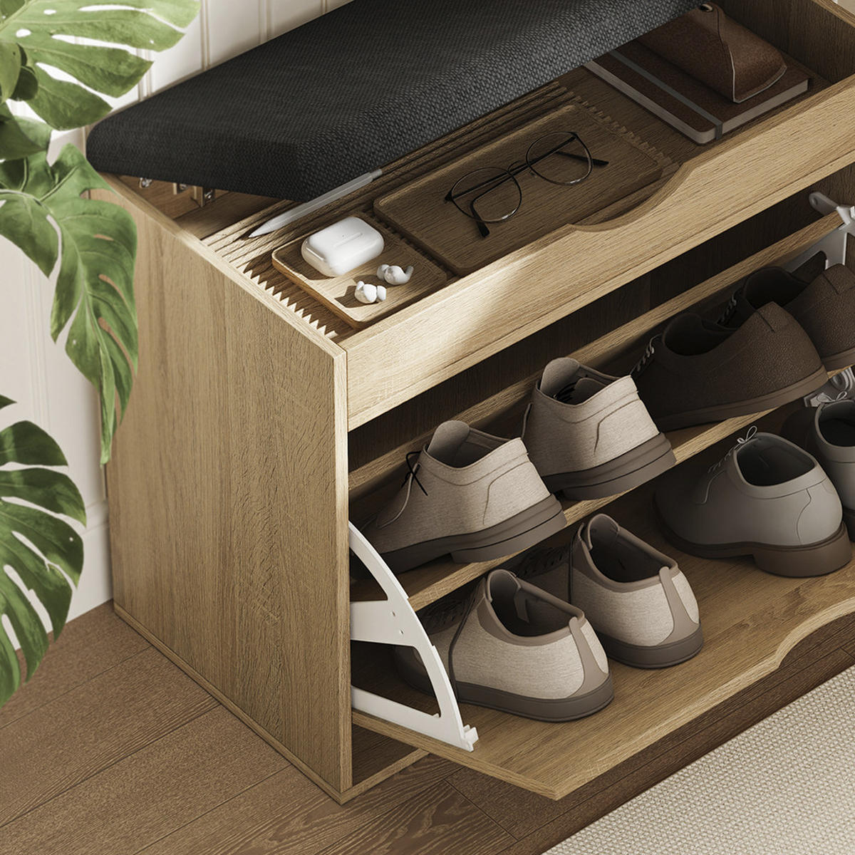 BOTNÍK S LAVICÍ Schufy Sonoma - Sonoma dub, kompozitní dřevo (60/51/30cm) - Vicco