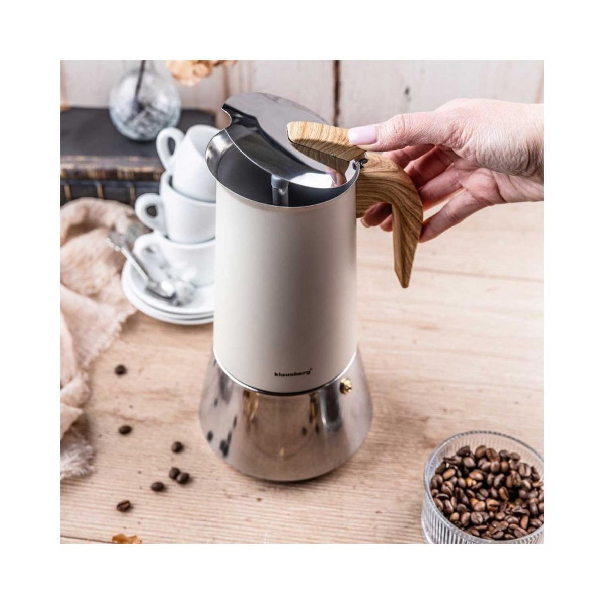 ESPRESSOKOCHER Beige 13.7/16/26 cm KB7997 - Beige, Metall (16/26/13.7cm) - Klausberg 