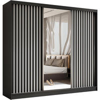 SCHWEBETÜRENSCHRANK Helix 240/216/61 schwarz+weiß mit Schubladeneinsätze - Schwarz/Weiß, Holzwerkstoff (240/216/61cm) - Beautysofa