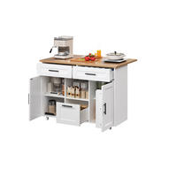 KÜCHENINSEL 120/71/90 cm Weiß aus Holzwerkstoff mit Rollen - Weiß, Holzwerkstoff (120/90/71cm) - OKWISH