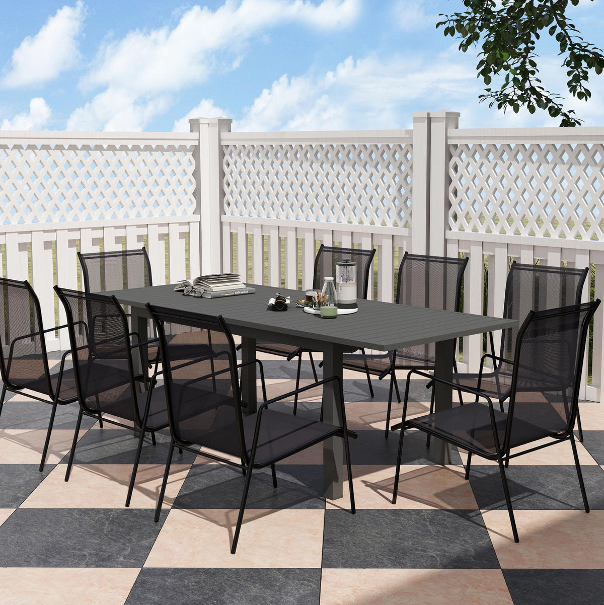 GARTENTISCH 220/90/73 cm grau aus Aluminium ausziehbar - Grau, Metall (220/90/73cm) - OKWISH