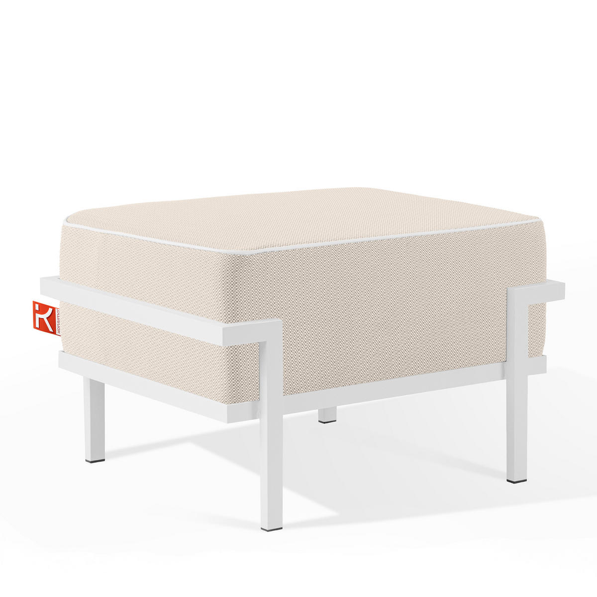 GARTENLOUNGE-HOCKER TRIGLO auf Metallfüßen, Modern, Weiß - Beige/Weiß, Textil/Metall (69/44/54cm) - KONSIMO®