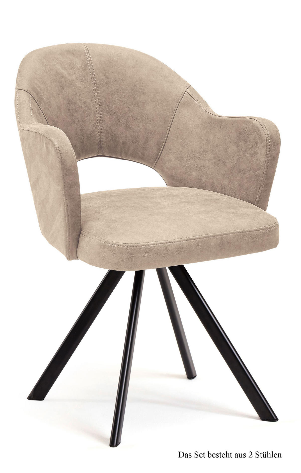 ARMLEHNSTUHL drehbar (2er-Set) Devon 59x87x61 Schwarz/Natur - Schwarz/Naturfarben, Kunststoff (61/87/59cm) - 58aufmkessel