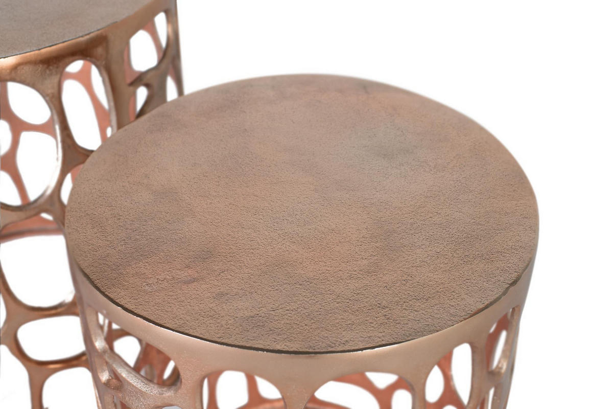 TISCH-SET 2 Metall mit gealtertem Kupferfinish - Kupferfarben, Holz (50/50/56cm) - Giner y Colomer