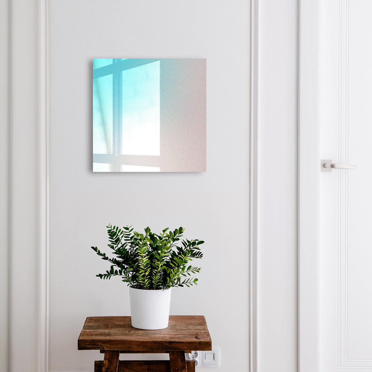 SCHLÜSSELBOX Schwarz 30x30 cm- Türöffnung nach rechts - Pastellfarbener Farbverlauf - Blau, Metall (30/30/5cm) - TULUP