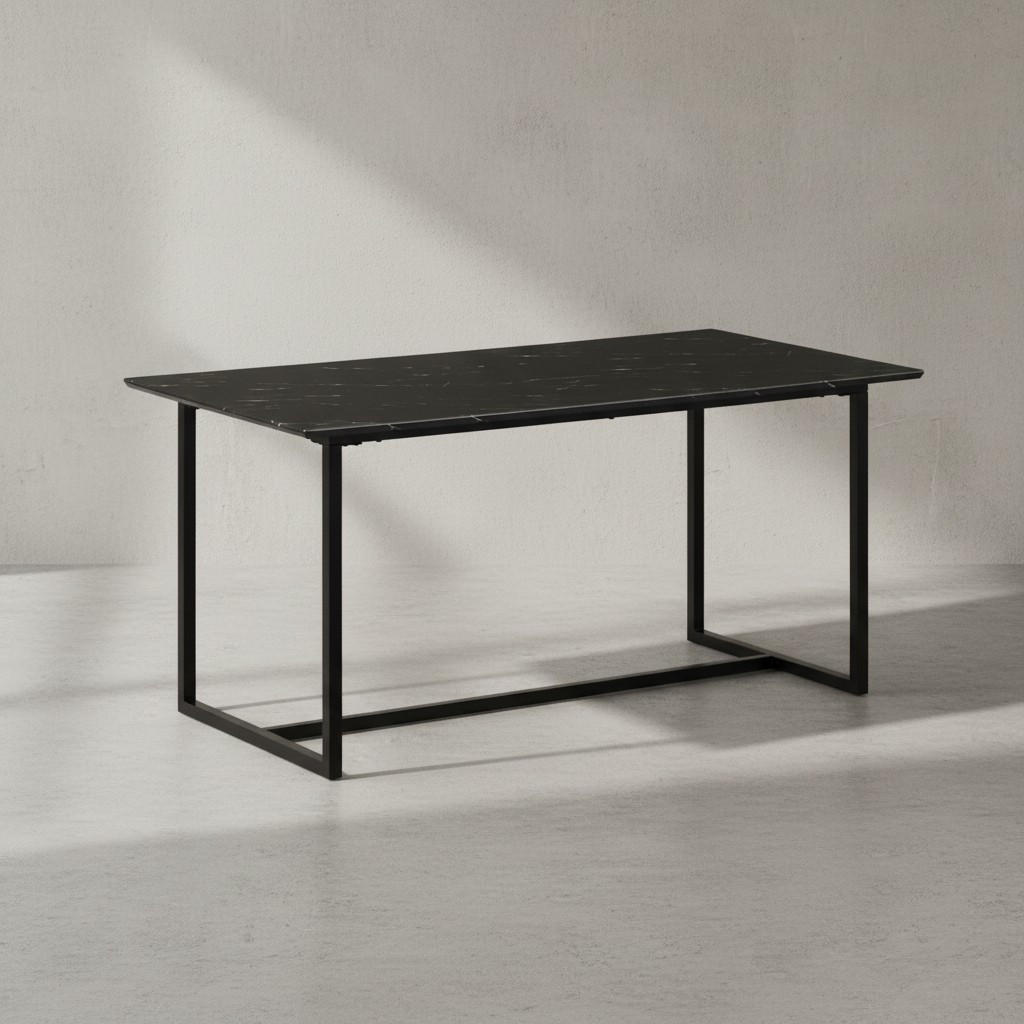 ESSTISCH Marmoroptik Metall Rechteckig Modern Klein, Schwarz 120x60x76 cm - Schwarz, Holzwerkstoff/Metall (60/120/76cm) - KADIMA DESIGN