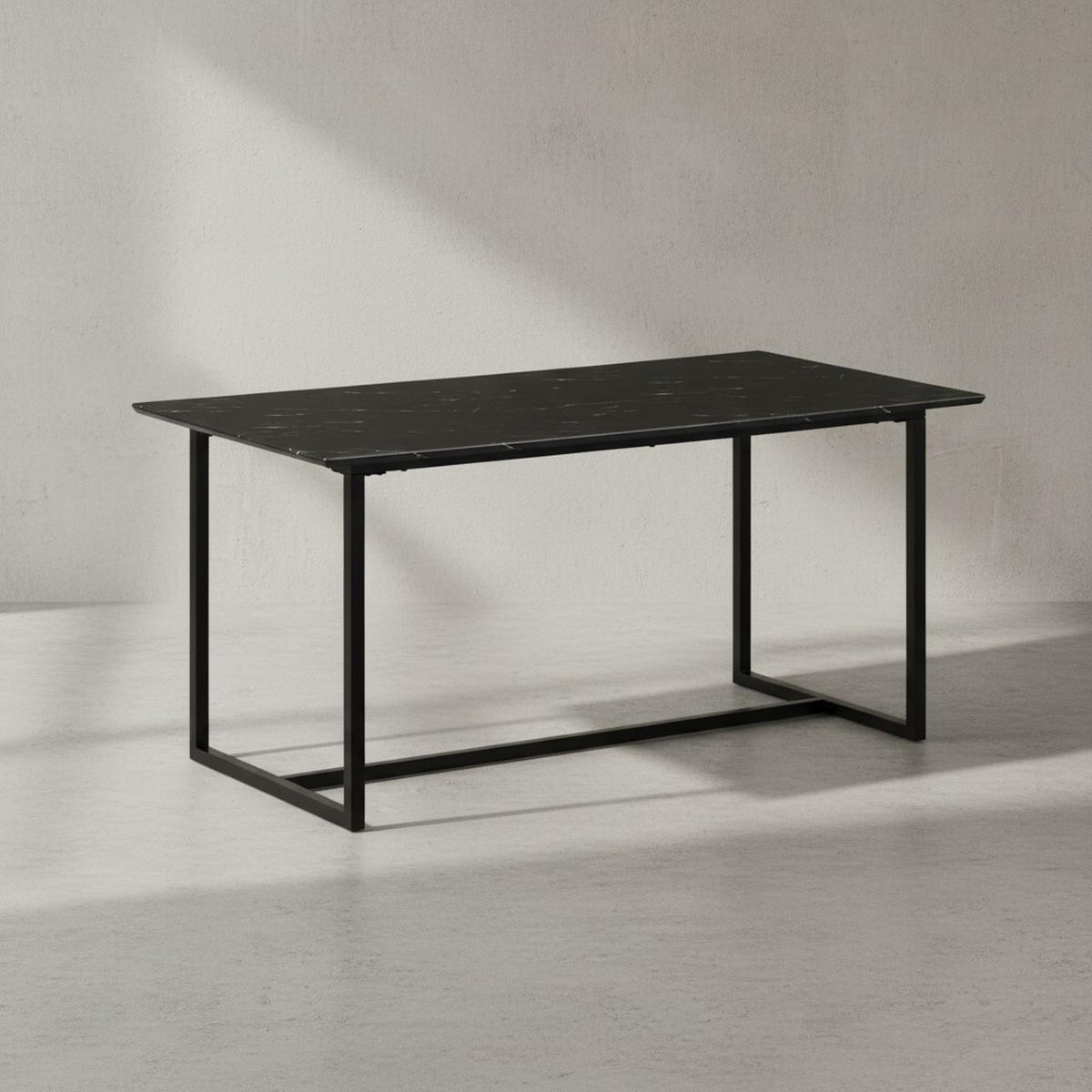 ESSTISCH Marmoroptik Metall Rechteckig Modern Klein, Schwarz 120x60x76 cm - Schwarz, Holzwerkstoff/Metall (60/120/76cm) - KADIMA DESIGN